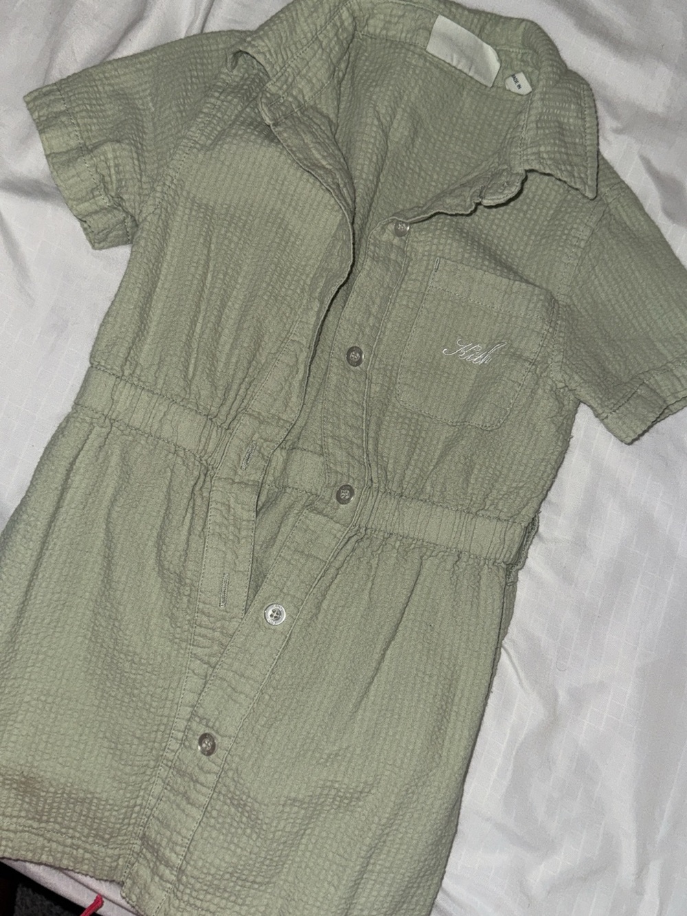 Kith Girls Olive Green Short Sleeve Button Front Dress